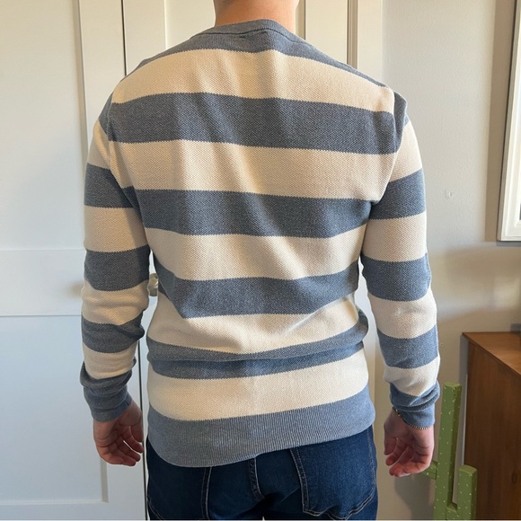J. Crew Men's Blue and Cream Striped Crewneck Sweater Size Small - Picture 3 of 5